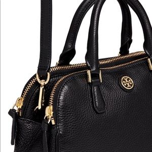 Tory Burch black Saffiano Leather Satchel